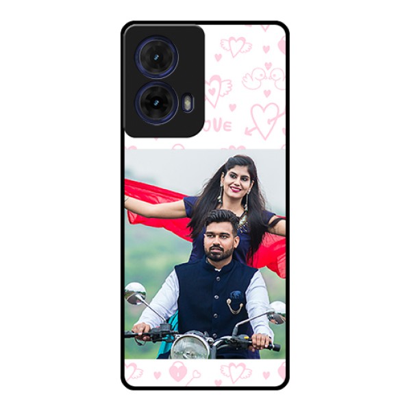 Moto G85 5G Custom Glass Phone Case - Pink Flying Heart Design