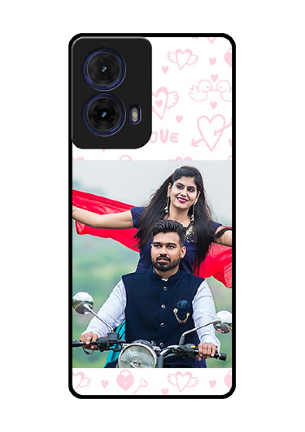 Moto G85 5G Custom Glass Phone Case - Pink Flying Heart Design