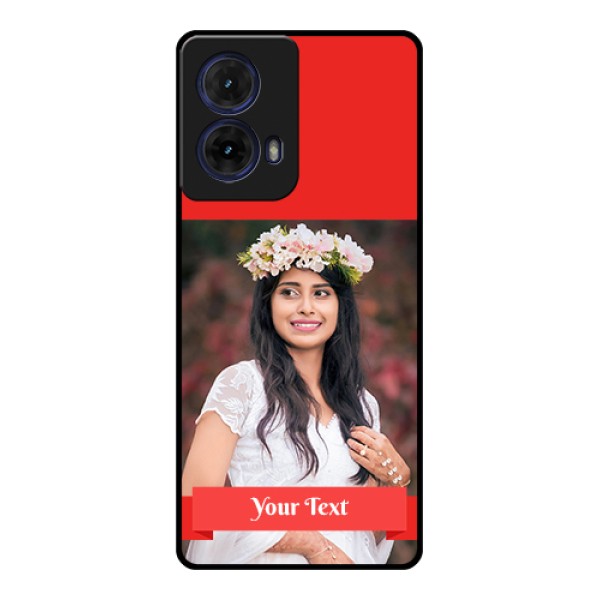 Moto G85 5G Custom Glass Phone Case - Simple Red Color Design Moto G85 5G Custom Glass Phone Case - Simple Red Color Design