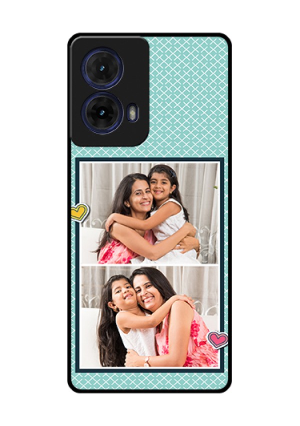 Moto G85 5G Custom Glass Phone Case - 2 Image Holder With Pattern Design