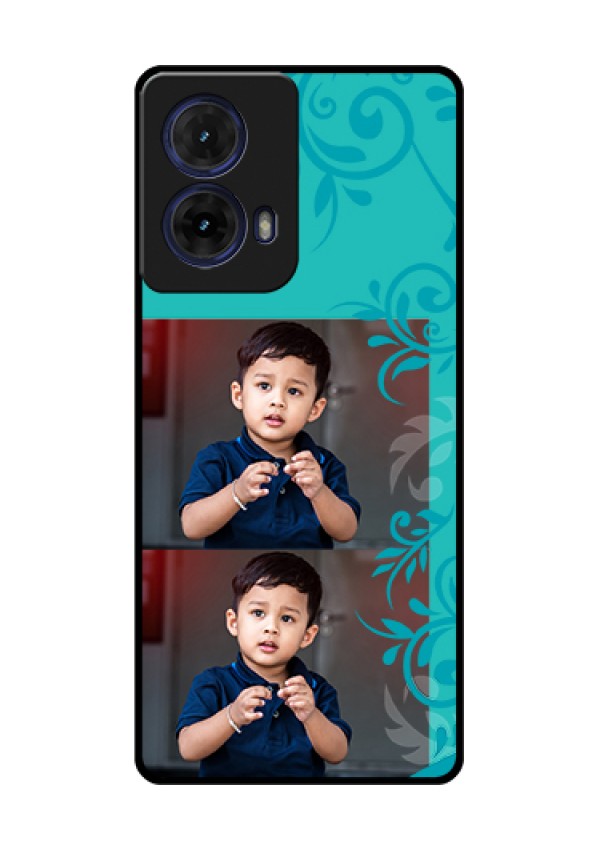 Moto G85 5G Custom Glass Phone Case - With Photo And Green Floral Design
