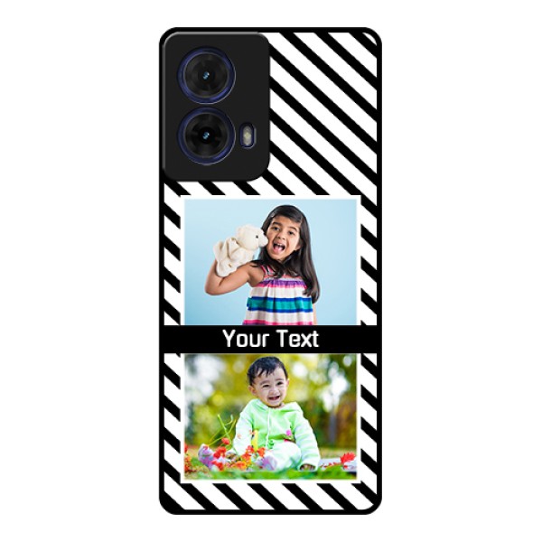 Moto G85 5G Custom Glass Phone Case - Black And White Stripes Design Moto G85 5G Custom Glass Phone Case - Black And White Stripes Design