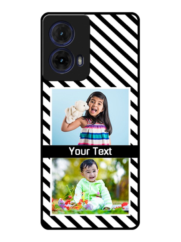 Custom Moto G85 5G Custom Glass Phone Case - Black And White Stripes Design