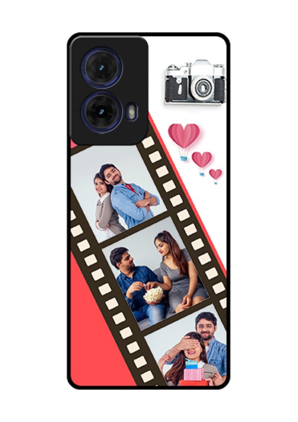 Moto G85 5G Custom Glass Phone Case - 3 Image Holder With Film Reel