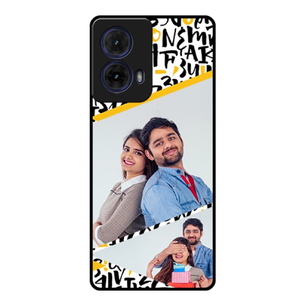 Moto G85 5G Custom Glass Phone Case - Letters Pattern Design