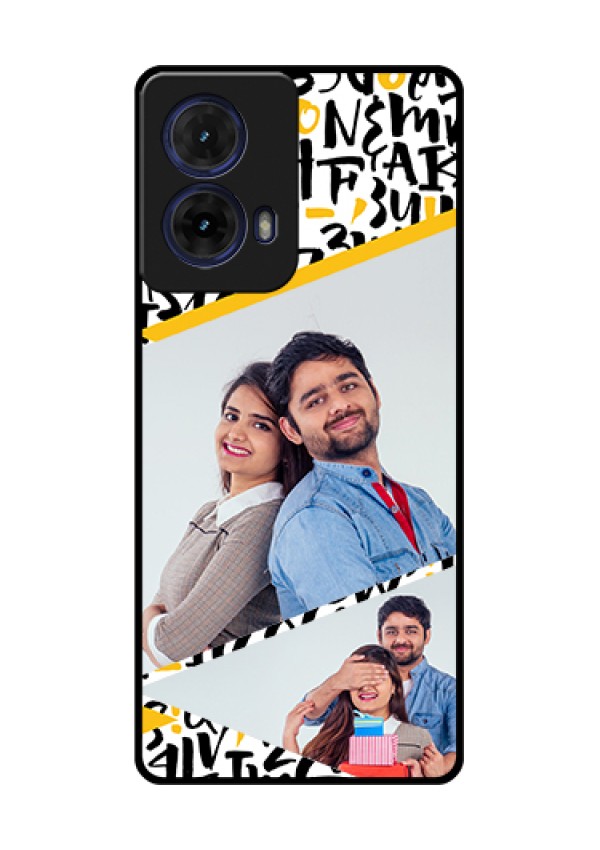 Moto G85 5G Custom Glass Phone Case - Letters Pattern Design