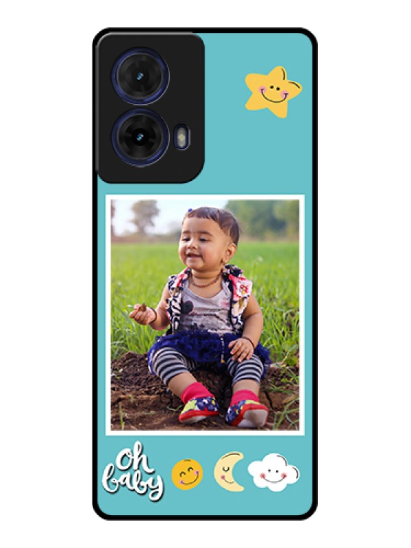 Custom Moto G85 5G Custom Glass Phone Case - Smiley Kids Stars Design