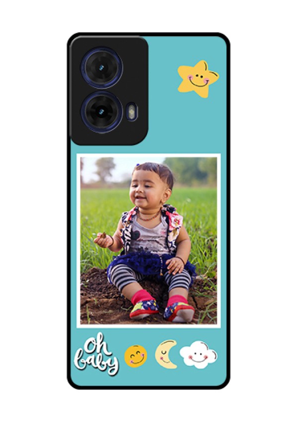 Moto G85 5G Custom Glass Phone Case - Smiley Kids Stars Design