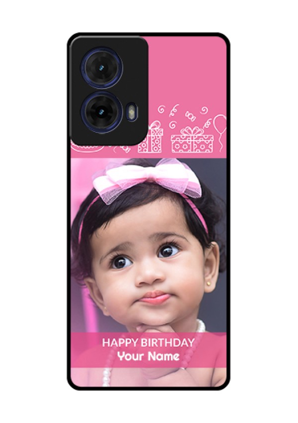 Moto G85 5G Custom Glass Phone Case - With Birthday Line Art Design