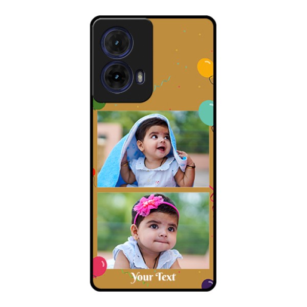 Moto G85 5G Custom Glass Phone Case - Image Holder With Birthday Celebrations Design Moto G85 5G Custom Glass Phone Case - Image Holder With Birthday Celebrations Design