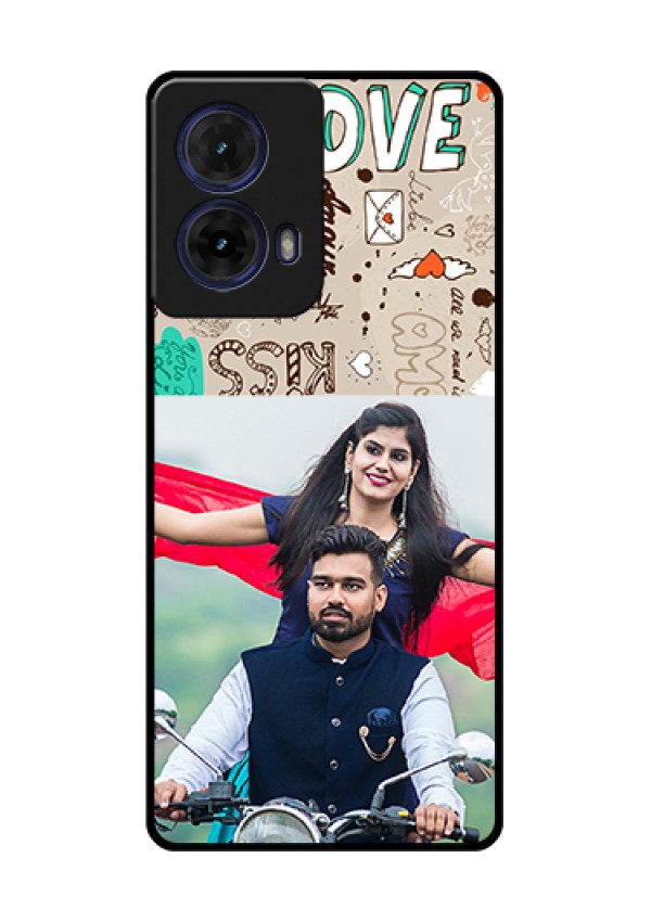 Moto G85 5G Custom Glass Phone Case - Love Doodle Pattern