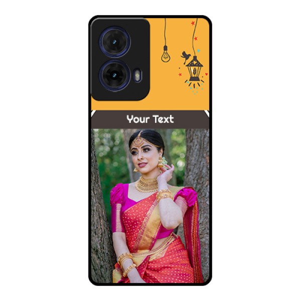 Moto G85 5G Custom Glass Phone Case - With Family Picture And Icons Moto G85 5G Custom Glass Phone Case - With Family Picture And Icons