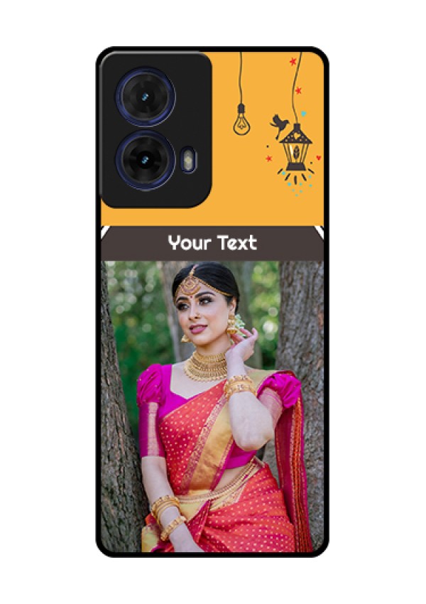 Moto G85 5G Custom Glass Phone Case - With Family Picture And Icons