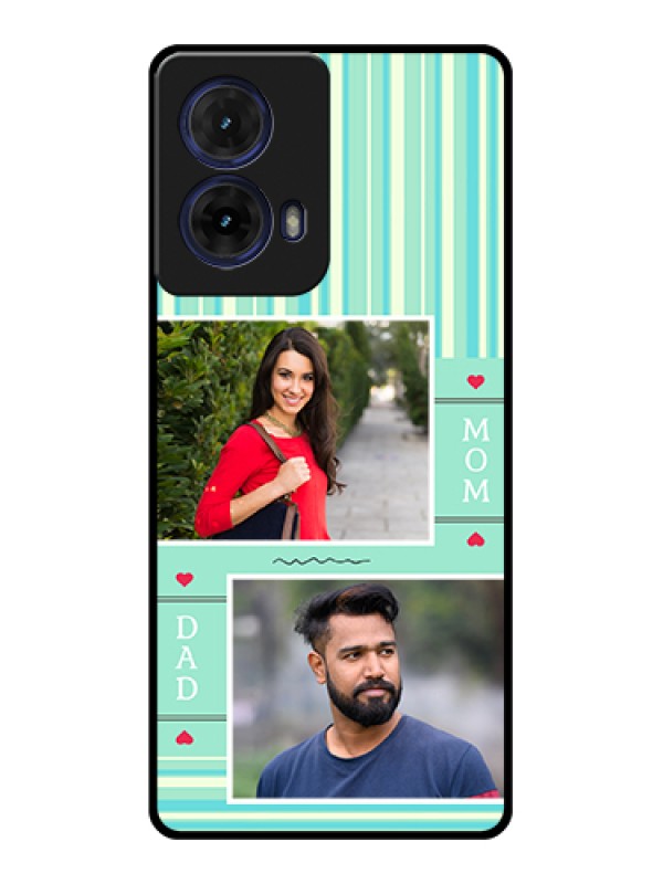 Custom Moto G85 5G Custom Glass Phone Case - Mom & Dad Pic Design