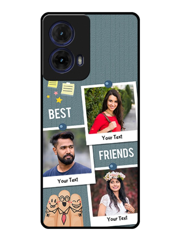 Custom Moto G85 5G Custom Glass Phone Case - Sticky Frames And Friendship Design
