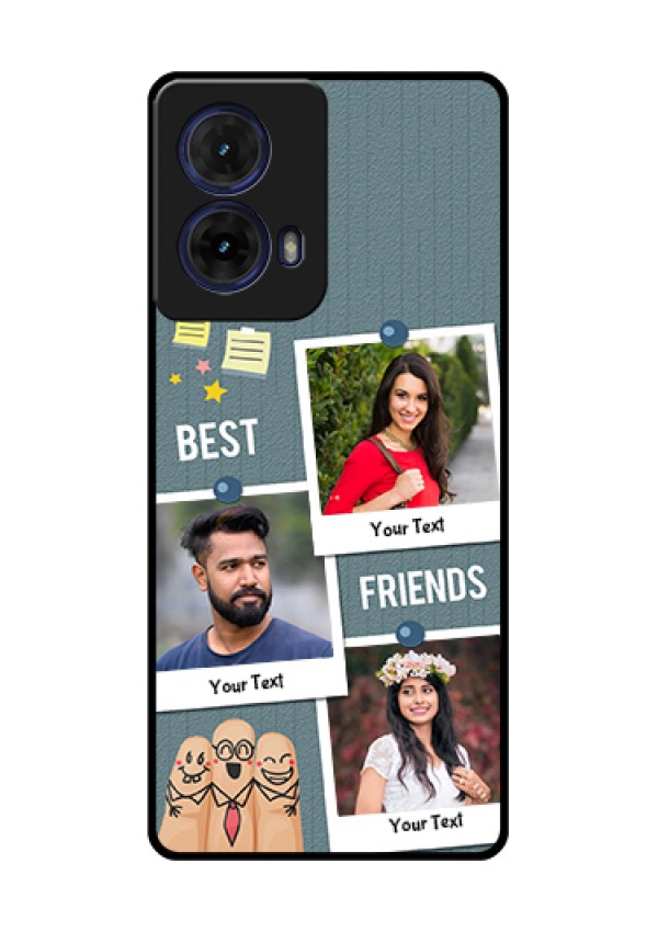 Moto G85 5G Custom Glass Phone Case - Sticky Frames And Friendship Design