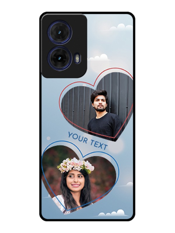 Custom Moto G85 5G Custom Glass Phone Case - Blue Color Couple Design