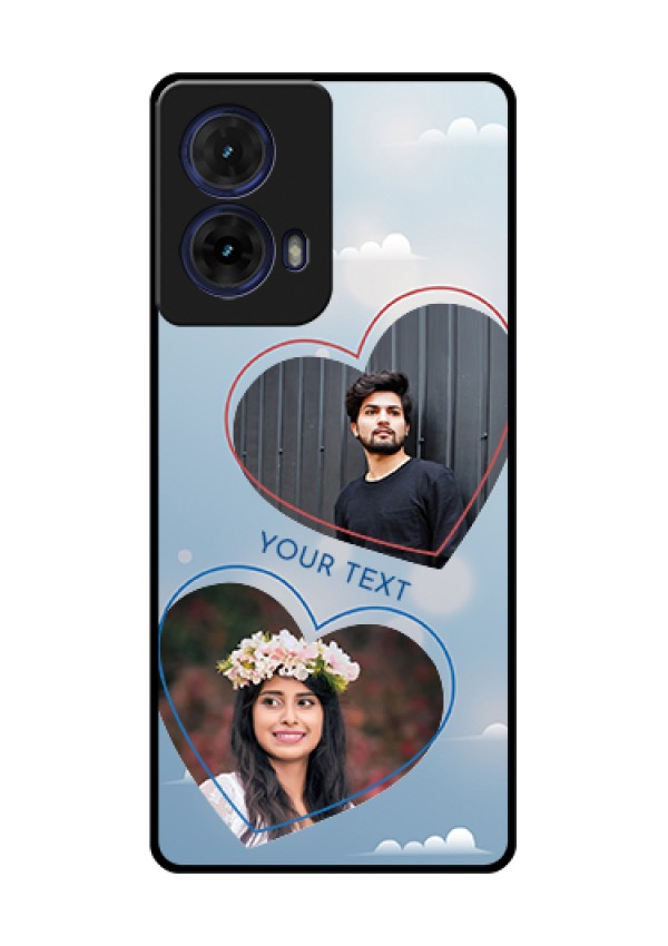 Moto G85 5G Custom Glass Phone Case - Blue Color Couple Design
