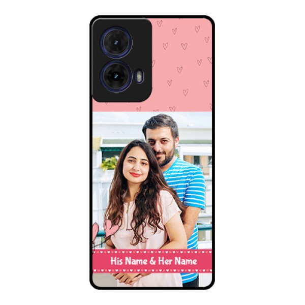 Moto G85 5G Custom Glass Phone Case - Love Design Peach Color