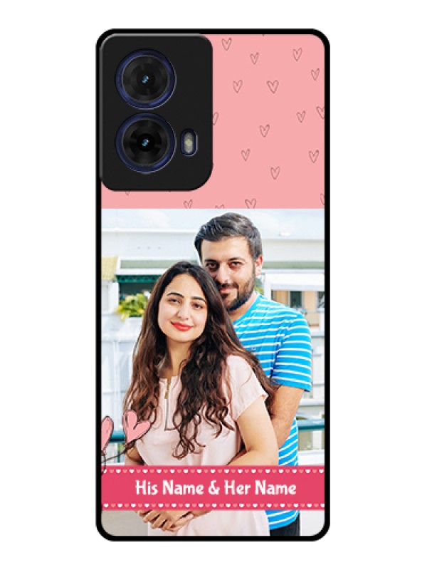 Custom Moto G85 5G Custom Glass Phone Case - Love Design Peach Color