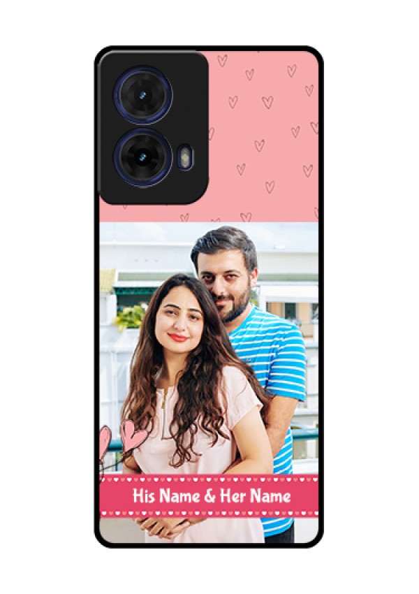 Moto G85 5G Custom Glass Phone Case - Love Design Peach Color