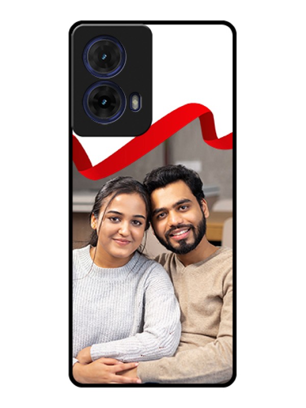 Custom Moto G85 5G Custom Glass Phone Case - Red Ribbon Frame Design