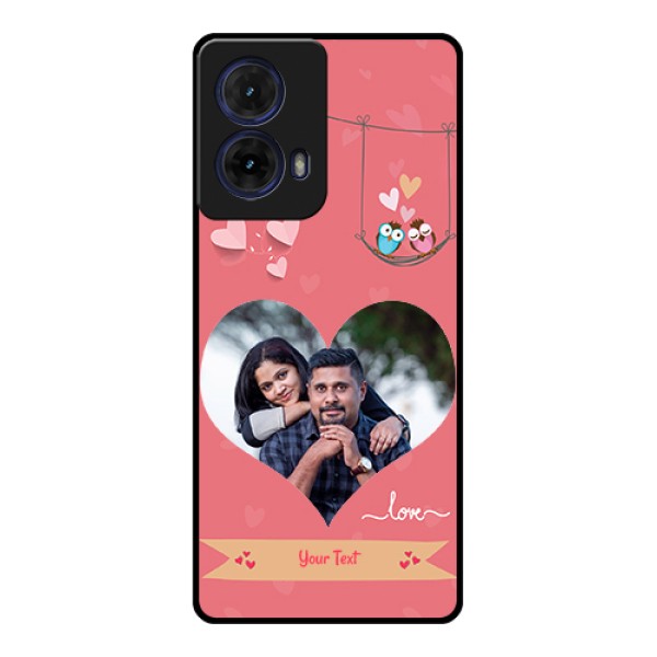 Moto G85 5G Custom Glass Phone Case - Peach Color Love Design
