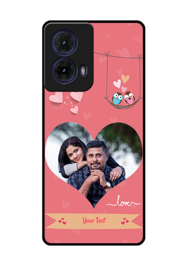 Moto G85 5G Custom Glass Phone Case - Peach Color Love Design