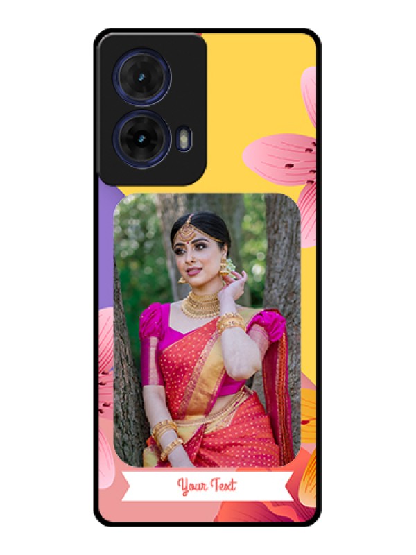 Custom Moto G85 5G Custom Glass Phone Case - 3 Image With Vintage Floral Design