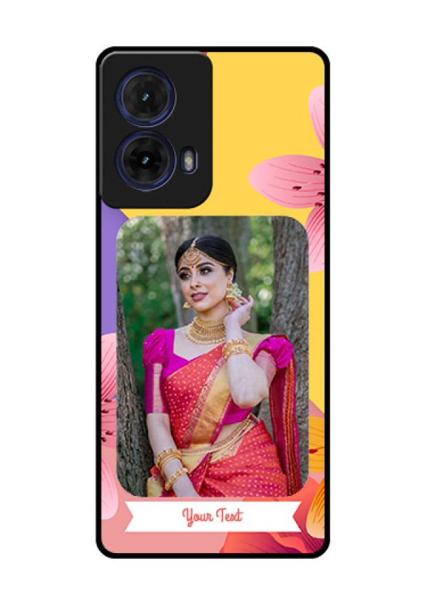 Moto G85 5G Custom Glass Phone Case - 3 Image With Vintage Floral Design