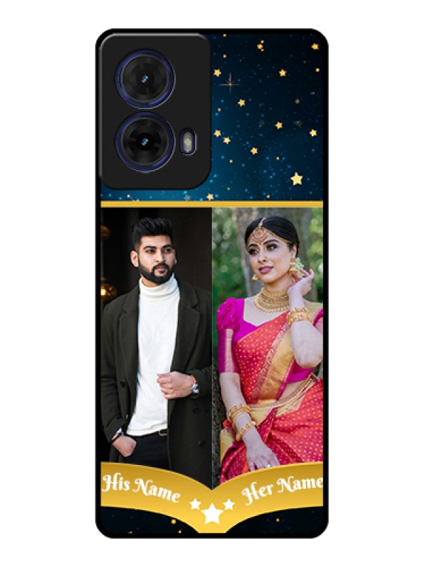 Custom Moto G85 5G Custom Glass Phone Case - Galaxy Stars Backdrop Design