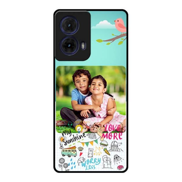 Moto G85 5G Custom Glass Phone Case - Doodle Love Design