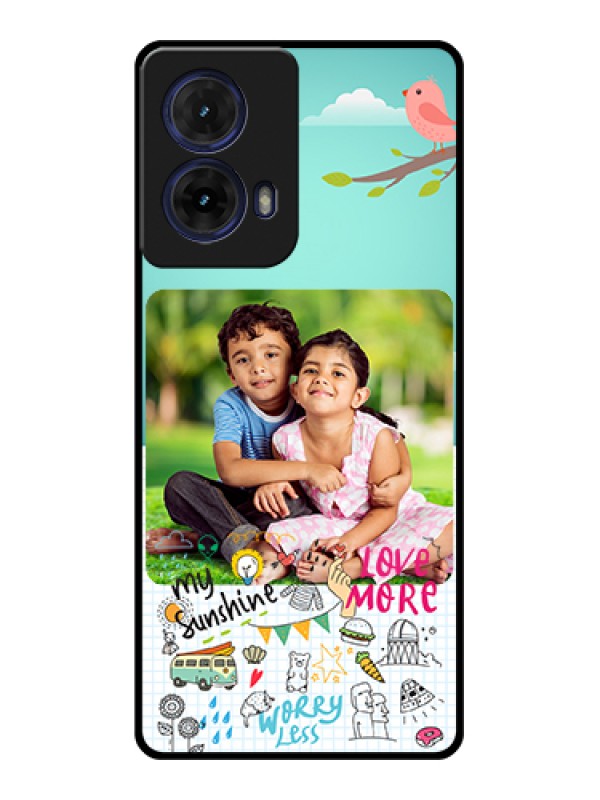 Custom Moto G85 5G Custom Glass Phone Case - Doodle Love Design