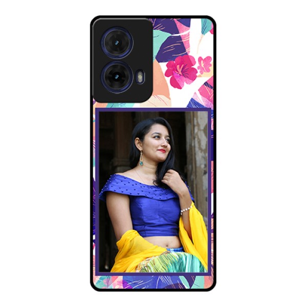 Moto G85 5G Custom Glass Phone Case - Abstract Floral Design