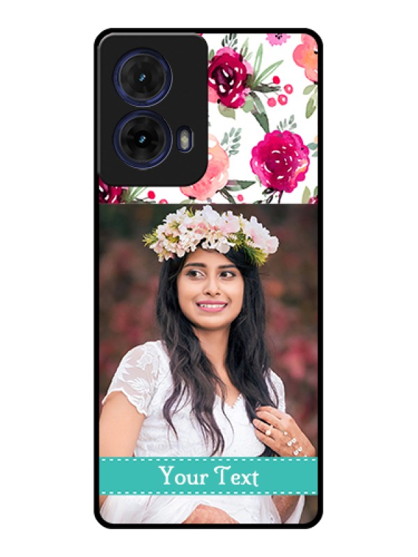 Custom Moto G85 5G Custom Glass Phone Case - Water Colors Floral Design