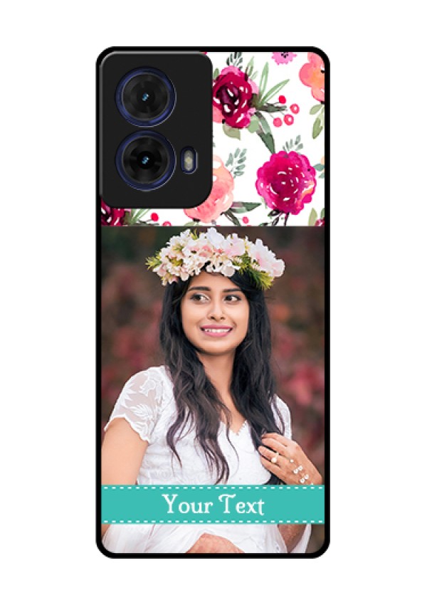 Moto G85 5G Custom Glass Phone Case - Water Colors Floral Design