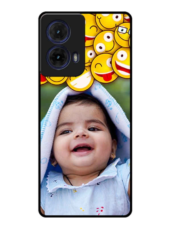 Custom Moto G85 5G Custom Glass Phone Case - With Smiley Emoji Design