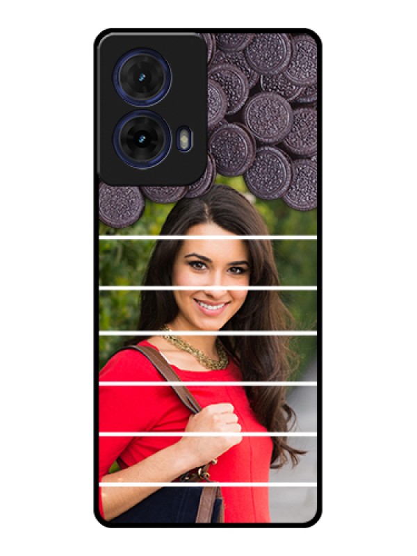 Custom Moto G85 5G Custom Glass Phone Case - With Oreo Biscuit Design