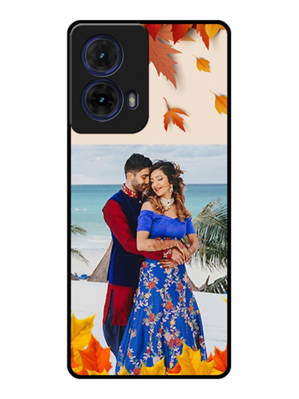 Custom Moto G85 5G Custom Glass Phone Case - Autumn Maple Leaves Design