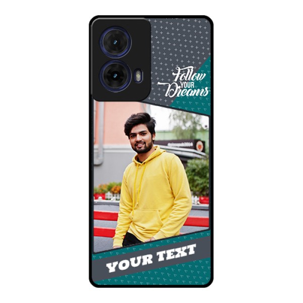 Moto G85 5G Custom Glass Phone Case - Background Pattern Design With Quote