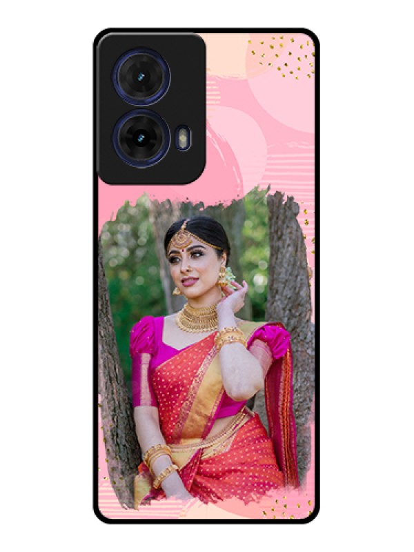 Custom Moto G85 5G Custom Glass Phone Case - Gold Glitter Splash Design