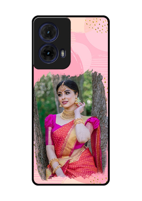 Moto G85 5G Custom Glass Phone Case - Gold Glitter Splash Design
