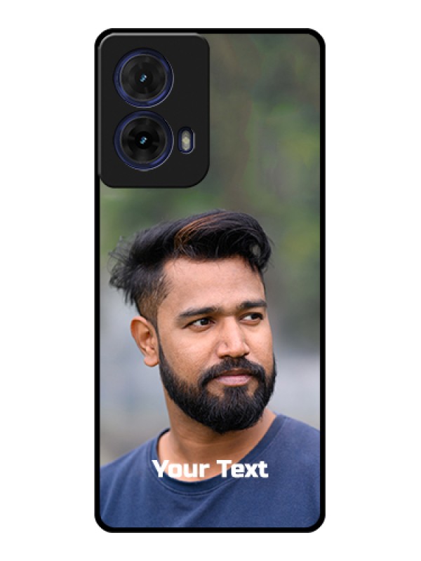 Custom Moto G85 5G Custom Glass Phone Case - Photo With Text Design