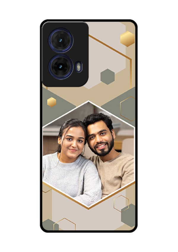 Moto G85 5G Custom Glass Phone Case - Stylish Hexagon Pattern Design