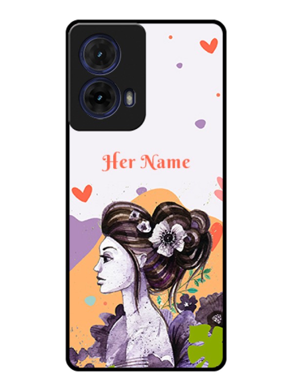 Custom Moto G85 5G Custom Glass Phone Case - Woman And Nature Design