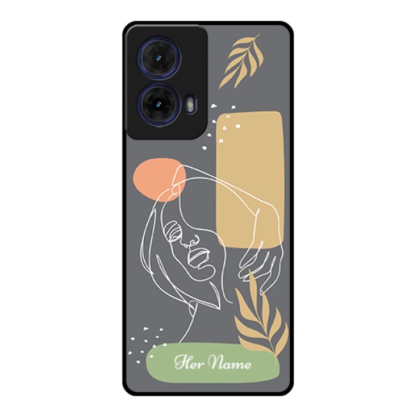 Moto G85 5G Custom Glass Phone Case - Gazing Woman Line Art Design Moto G85 5G Custom Glass Phone Case - Gazing Woman Line Art Design