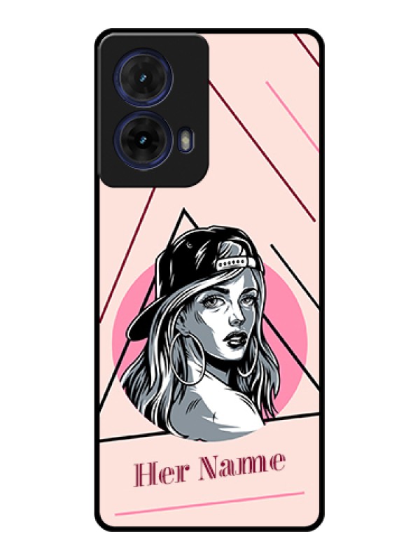 Custom Moto G85 5G Custom Glass Phone Case - Rockstar Girl Design