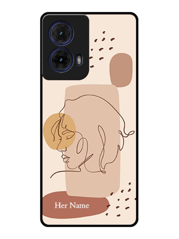 Custom Moto G85 5G Custom Glass Phone Case - Calm Woman Line Art Design