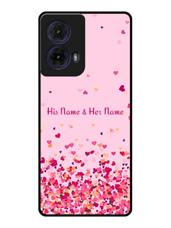 Custom Moto G85 5G Custom Glass Phone Case - Floating Hearts Design