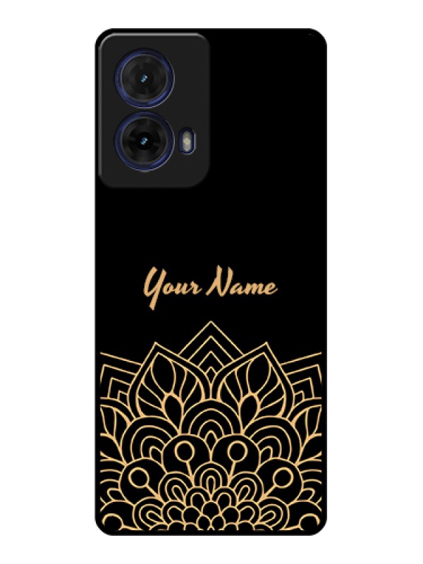 Custom Moto G85 5G Custom Glass Phone Case - Golden Mandala Design